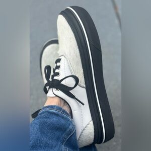 Vans Black and White Faux Fur Casual Shoes